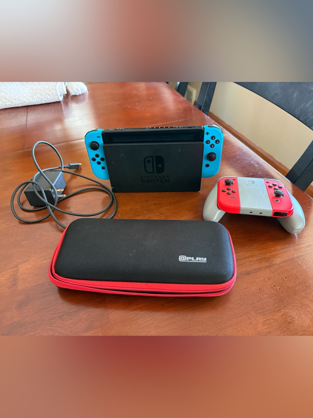 Nintendo Switch V2 Bundle (Neon Blue and Red Joy-cons) with Accessories & EXTRAS